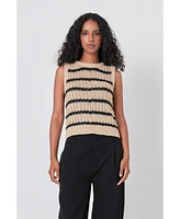 endless rose Women's Sequins Stripe Knit Top