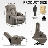 Infinite Position Up to 350 Lbs Power Lift Recliner Chair for Elderly Heavy Duty Motion Mechanism with 8-Point Vibration Massage and Lumbar Heating