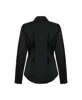 Nocturne Women's Rhinestone Embroidered Button-Up Shirt