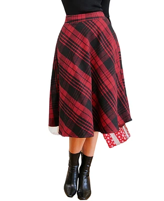 Cupshe Women's Plaid Flared Pocket Midi Skirt