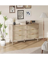 gaomon 6 Drawer Rattan Dresser
