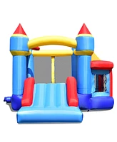 Gymax Inflatable Bounce House Castle Slide Bouncer Kids without Blower