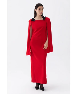 Nocturne Women's Cape Sleeve Maxi Dress