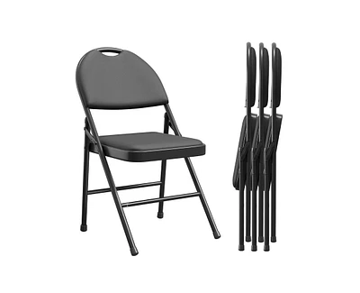 gaomon Folding Chairs 4 Pack, Portable Metal Chairs with Cushions and Non-Slip Feet Pads for Home and Office, Indoor and Outdoor Events