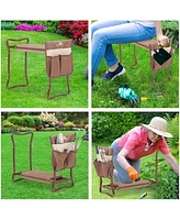 Slickblue Foldable Garden Kneeling Bench Stool with Soft Foam and Tool Pouch