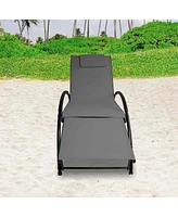 Slickblue Outdoor Tanning Reclining Chairs - Chaise Lounge Recliners with Pillow and Armrest for Relaxation