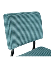 Modern Turquoise simple dining chair Fabric Upholstered Chairs home bedroom stool back dressing chair black metal legs(set of 2)