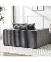 75-Inch Corduroy Sponge Sofa Lounge Chair with Removable footrest,No Assembly Required,Fluffy Modern Sleeper Chair for Indoor Living Room Bedroom