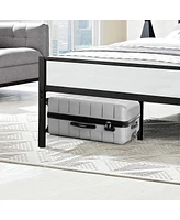 Slickblue 14" Metal Platform Bed Frame with Headboard Frosted Iron Design, Under-Bed Storage, Noise-Free, No Box Spring Needed