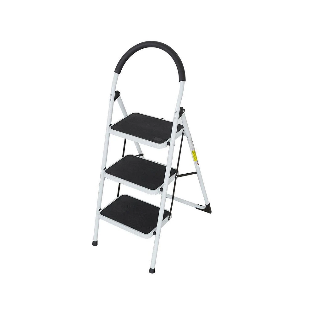 Slickblue Portable Anti-Slip 3-Step Ladder Lightweight Folding Steel Stool with 330 lbs Capacity