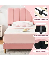 gaomon Twin Bed Frame for Boys & Girls, Upholstered Platform Bed Frame