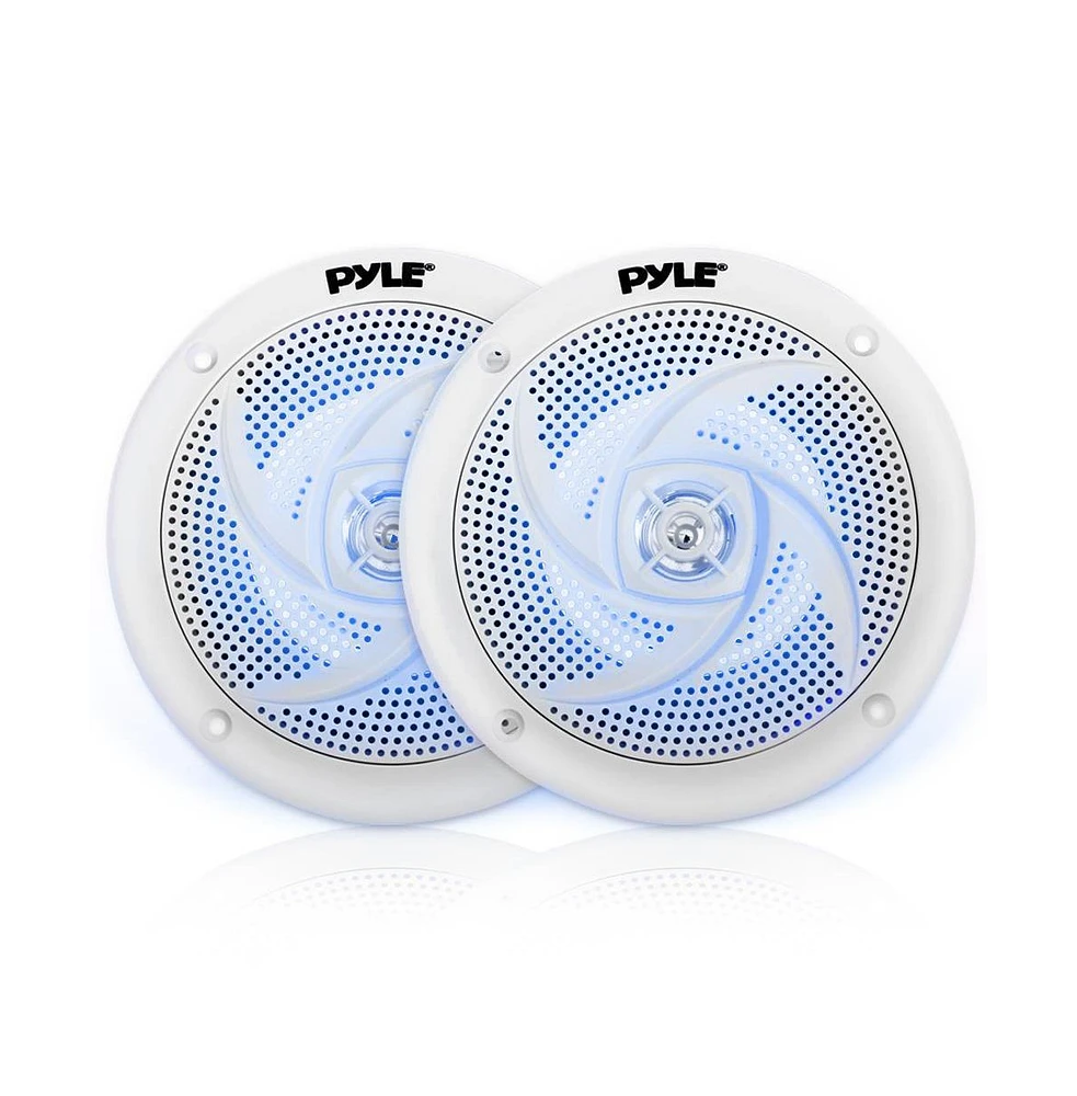 Pyle 4" Waterproof Marine Led Speakers - 100W, Low-Profile, Blue Led, 2-Way (PLMRS43WL)