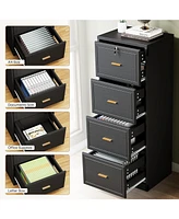 Tribesigns 4-Drawer File Cabinet, Vertical Filing Cabinet with Lock, Wood Storage Cabinet for Home Office,Locable File Cabinet for A4/F4/Letter/Legal