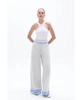 Nocturne Women's Mid Rise Pants with Garni Details