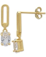 Lab Grown White Sapphire Oval Link Drop Earrings (1-1/5 ct. t.w.) in 14k Gold-Plated Sterling Silver