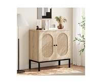 gaomon Buffet Cabinet, Rattan Storage Cabinet with Doors and Shelves, Accent Sideboard, Console Entryway for Livi