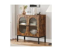 gaomon Buffet Cabinet, Rattan Storage Cabinet with Doors and Shelves, Accent Sideboard, Console Entryway for Livi