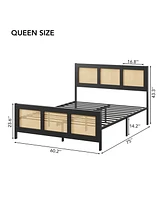 gaomon Queen Size Rattan Bed Frame with Headboard