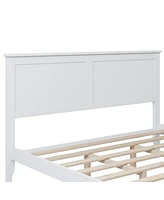 Slickblue Modern White Solid Wood Platform Bed