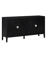 Slickblue Retro Sideboard with Circular Groove Design and Round Metal Handles for Entrance, Dining & Living Rooms