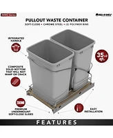 Rev-a-Shelf Double 35 qt. Pullout Trash Containers, Gray, 54WC-1835SC-17-1