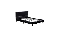 Slickblue Simple Black Pu Leather Bed Frame Modern Upholstered Platform Bed for Bedroom Decor