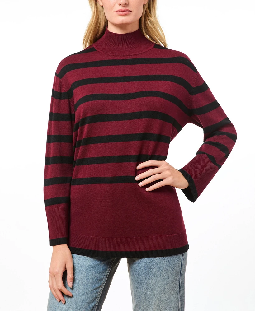 Cable & Gauge Women's Striped Turtle Neck Sweater