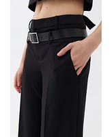 Nocturne Women's Double Waist Belted Pants