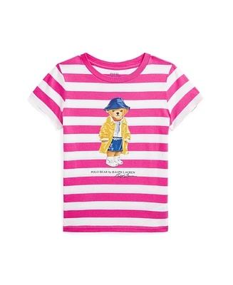 Polo Ralph Lauren Toddler and Little Girls Striped Bear Cotton Jersey Tee