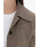 Nocturne Women's Plaid Padded Shoulder Jacket