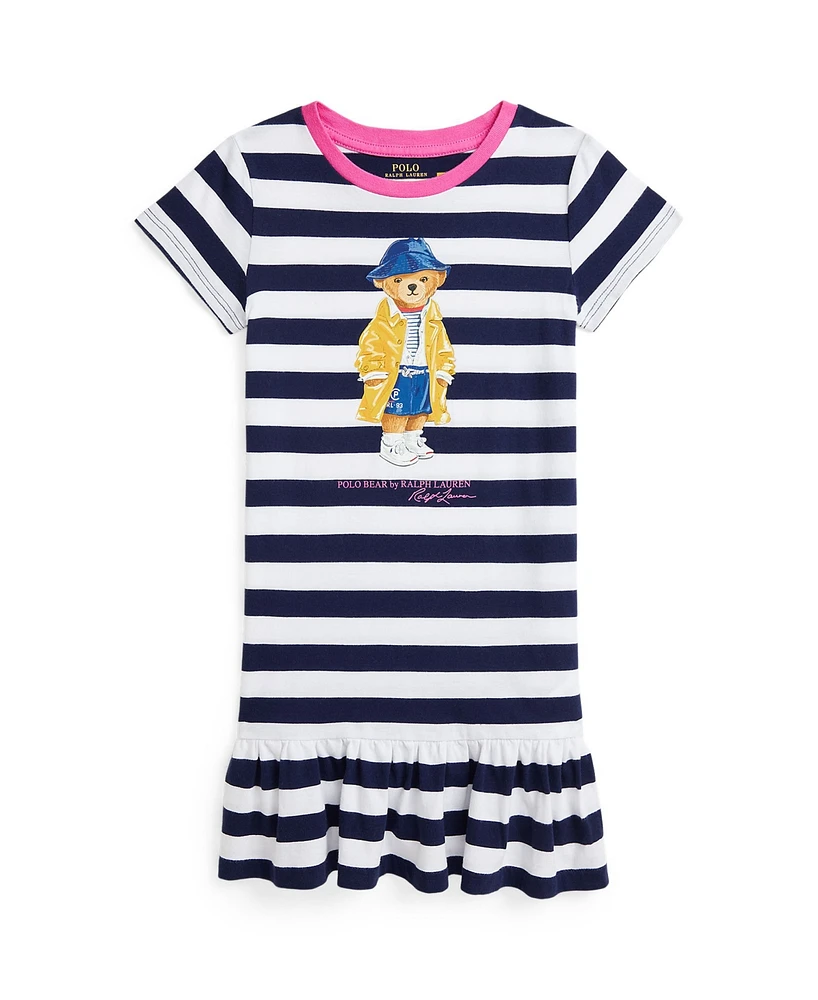 Polo Ralph Lauren Toddler and Little Girls Striped Polo Bear Cotton Jersey Dress