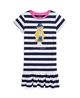 Polo Ralph Lauren Toddler and Little Girls Striped Polo Bear Cotton Jersey Dress