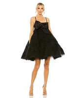 Mac Duggal Women's Bow Front Tulle Mini Dress