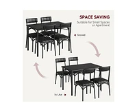 gaomon Dining Table Set for 4, Kitchen Table with 4 Upholstered Chairs, 5 Piece Rectangular Dining Room Table Set, for Small Space, Apartment, Home