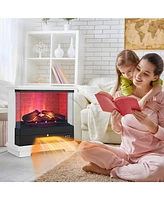 Sugift 27 Inch Freestanding Electric Fireplace with 3-Level Vivid Flame Thermostat