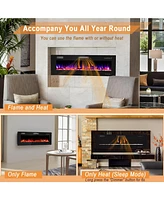 Sugift 60 Inches Ultra-thin Electric Fireplace with Remote Control and Timer Function