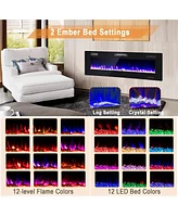 Sugift 60 Inches Ultra-thin Electric Fireplace with Remote Control and Timer Function