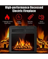 Skonyon 18 Inch Electric Fireplace Insert with 7-Level Adjustable Flame Brightness