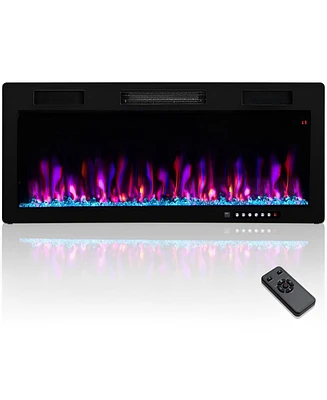 Skonyon Electric Fireplace 40 Inches Recessed and Wall Mounted for 2' x 6' Stud-40 Inches