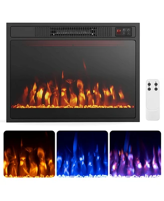 Skonyon 23 Inches 750W/1500W Electric Fireplace Heater with Alter Flame Color and Brightness