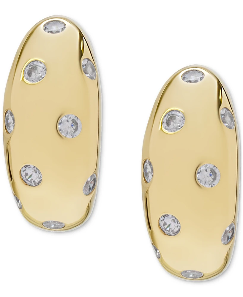 Macy's Lab Grown White Sapphire (1/4 ct. t.w.) Huggie Hoop Earrings in 14k Gold Over Sterling Silver