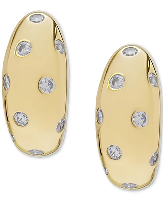 Macy's Lab Grown White Sapphire (1/4 ct. t.w.) Huggie Hoop Earrings in 14k Gold Over Sterling Silver