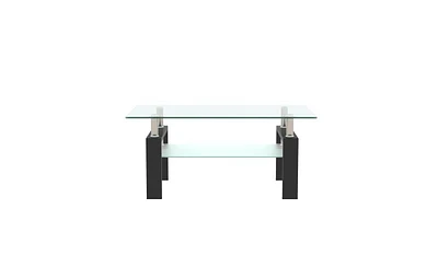 Slickblue Modern Rectangle Glass Coffee Table – Clear Center Table for Stylish Living Room Furniture