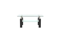 Slickblue Modern Rectangle Glass Coffee Table – Clear Center Table for Stylish Living Room Furniture