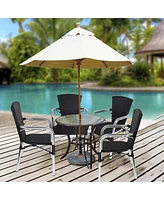 Slickblue Patio Rattan Wicker Chair Set - 4-Piece Stackable Black Chairs for Indoor and Outdoor Use