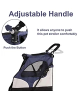 Slickblue Foldable Dog Stroller - Pet Gear Carrier with Adjustable Handle & Mesh Window