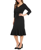 London Times Women's Twist-Front Midi Dress