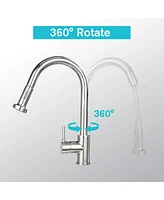 Slickblue 360° Swivel Kitchen Faucet with Pull-Out Spray Head Stainless Steel Single Handle Tap for 1-Hole Sinks