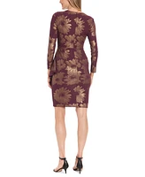 London Times Women's Metallic-Print Wrap Sheath Dress