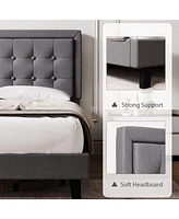 gaomon Queen Bed Frame with Adjustable Linen Button Tufted Headboard